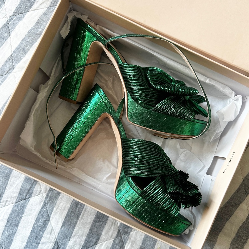 Loeffler Randal Natalia Bow Heel in Emerald